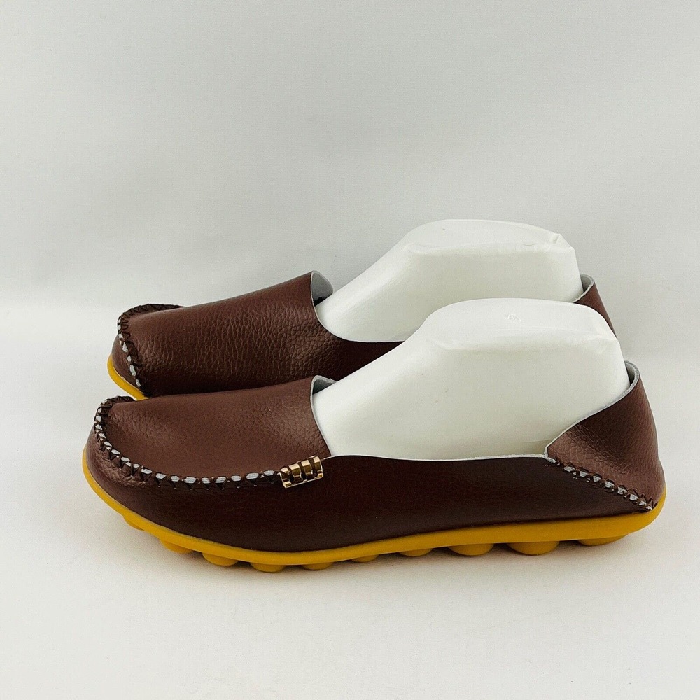Womens 12 VenusCelia Loafers Brown Leather Natural Comfort Walking Slip On Shoes - Picture 4 of 10